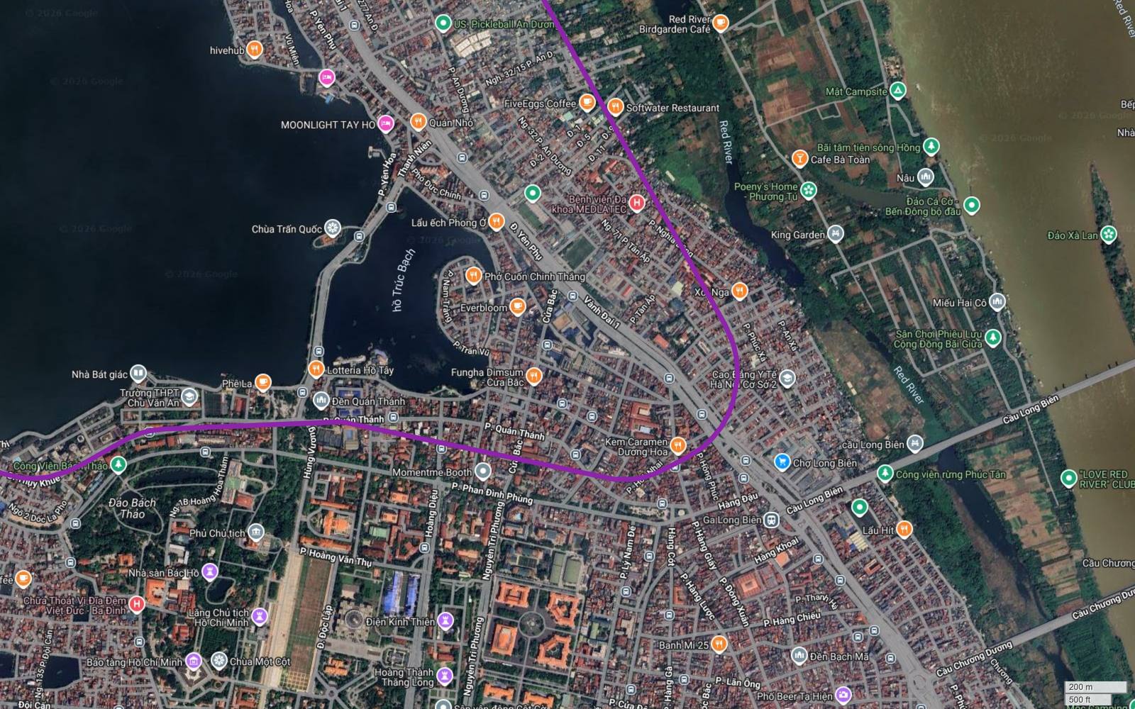 Hành lang metro số 5 Hà Nội quay đầu gần 180 độ tại Yên Phụ, đỉnh khúc quay nằm sát nhãn Ga Long Biên của đường sắt quốc gia