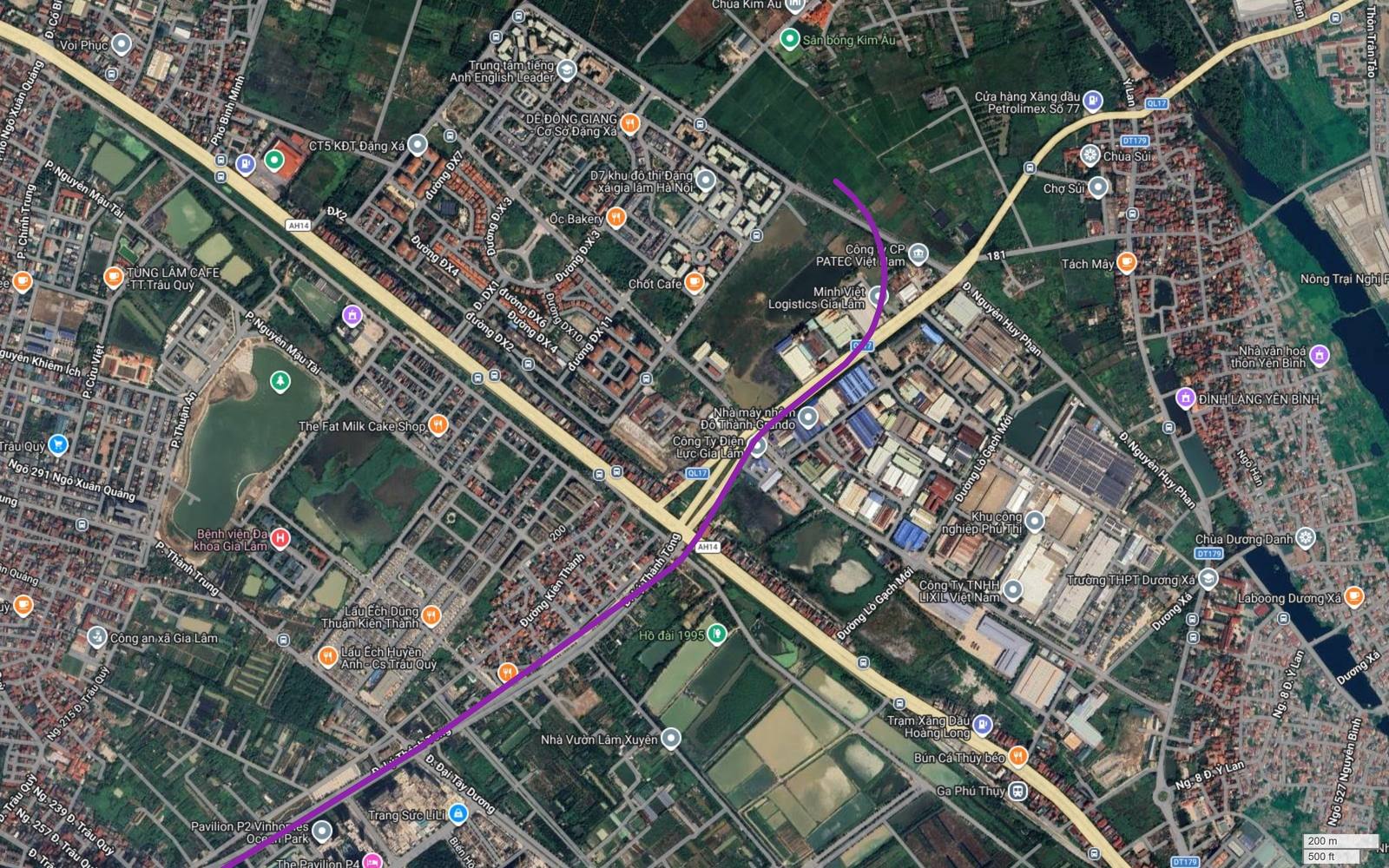 Điểm cuối tuyến metro số 5 Hà Nội tại Đặng Xá, Phú Thị với nhãn ga Phú Thụy của đường sắt quốc gia và Khu công nghiệp Phú Thị